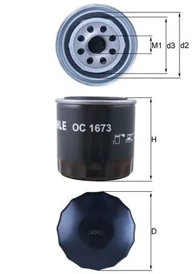 MAHLE OC1673 — Фільтр оливний HYUNDAI ACCENT 1.3-1.6 94-, SUBARU 3.0, 3.6 00- (вир-во KNECHT-MAHLE)