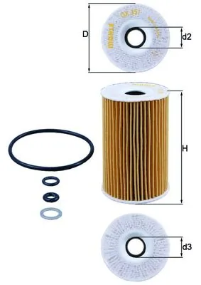 MAHLE OX351D — Фільтр оливний двигуна HYUNDAI IX35, KIA SPORTAGE III, IV 1.7 CRDI 10- (вир-во KNECHT-MAHLE)