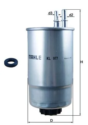 MAHLE KL977D — Фільтр паливний FIAT DUCATO 2.0-3.0 JTD 06-, PSA 3.0 HDI 11- (вир-во KNECHT-MAHLE)