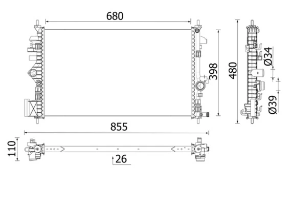Radiateur, refroidissement du moteur MAHLE CR 2265 000P