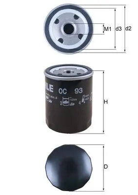 MAHLE OC93 — Фільтр оливний двигуна OPEL (вир-во Knecht-Mahle)