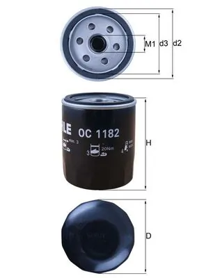 MAHLE OC1182 — Фільтр масляний