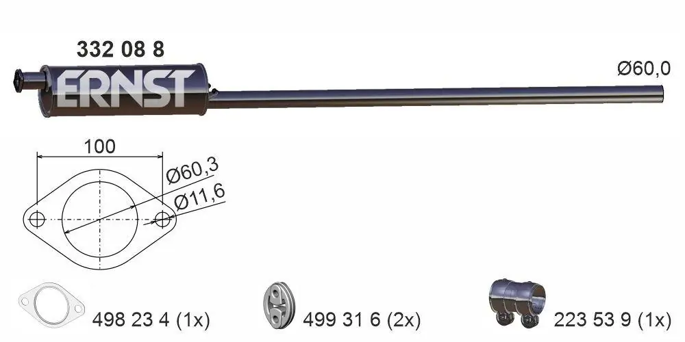 Silencieux central ERNST 332088