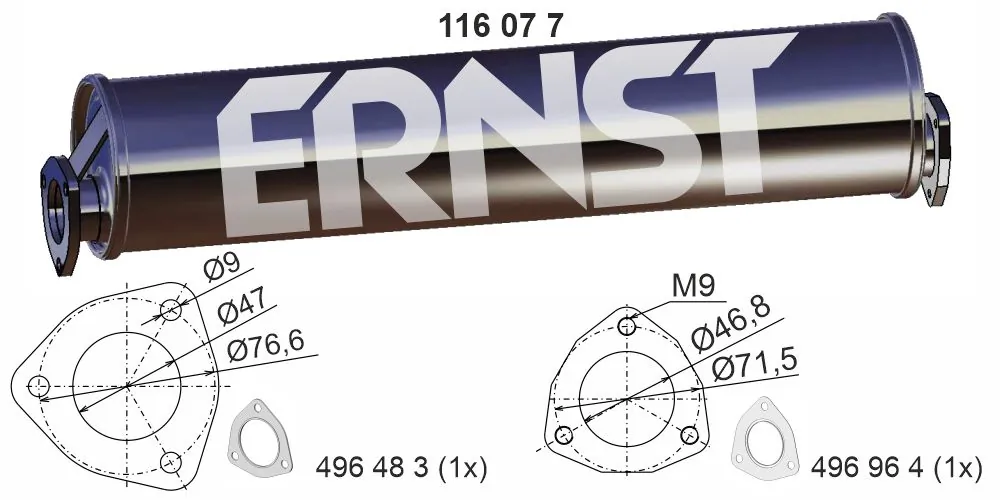 Silencieux arrière ERNST 116077
