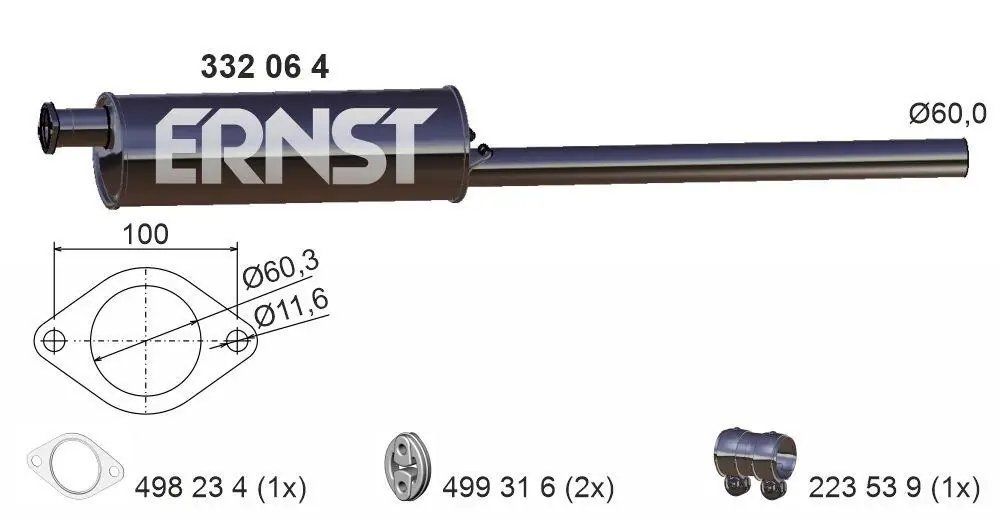 Silencieux central ERNST 332064