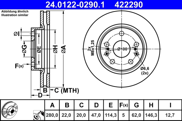 Disque de frein ATE 24.0122-0290.1