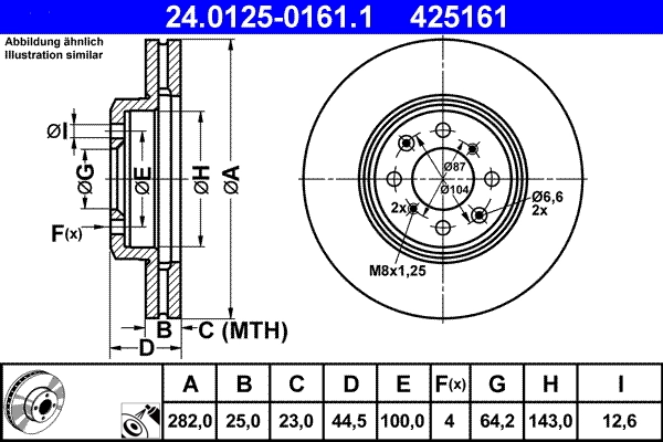 Disque de frein ATE 24.0125-0161.1