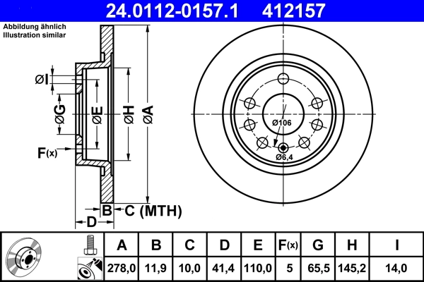 Disque de frein ATE 24.0112-0157.1