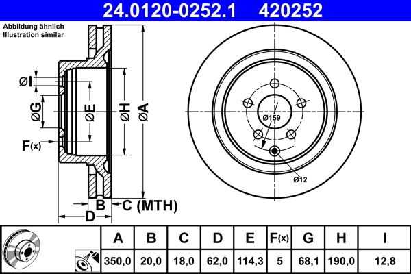 Disque de frein ATE 24.0120-0252.1