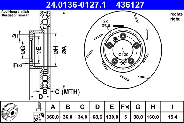 Disque de frein ATE 24.0136-0127.1