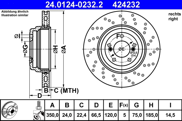 Disque de frein ATE 24.0124-0232.2
