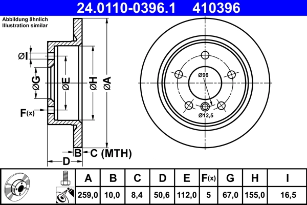 Disque de frein ATE 24.0110-0396.1