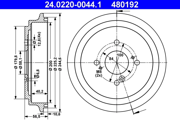 Tambour de frein ATE 24.0220-0044.1