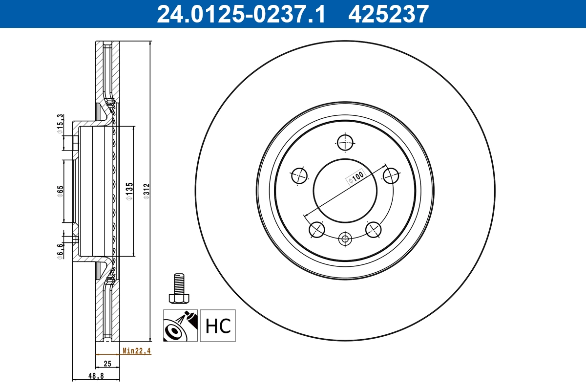 Disque de frein ATE 24.0125-0237.1