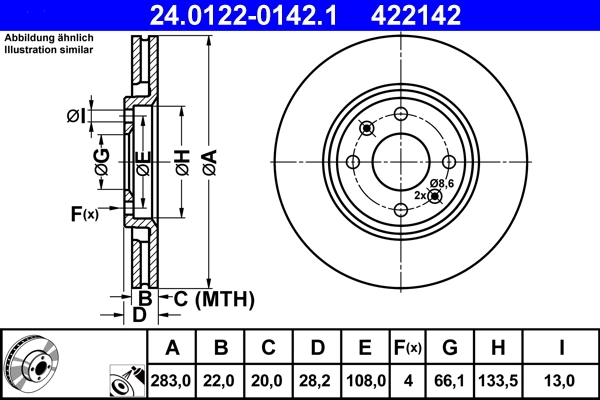 Disque de frein ATE 24.0122-0142.1