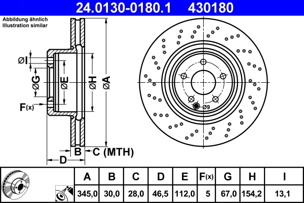 Disque de frein ATE 24.0130-0180.1