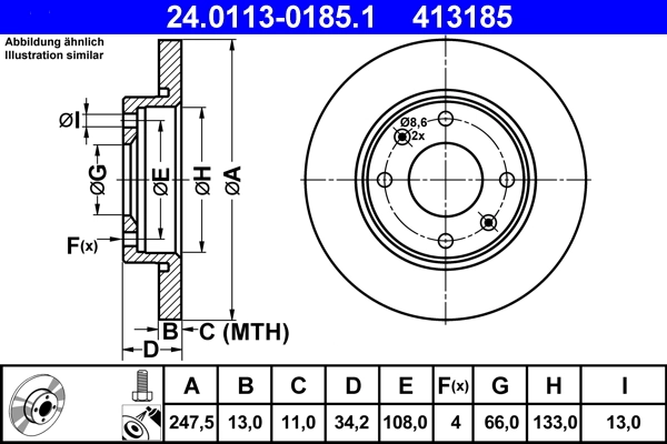 Disque de frein ATE 24.0113-0185.1