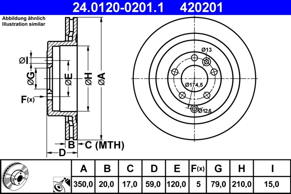 Disque de frein ATE 24.0120-0201.1