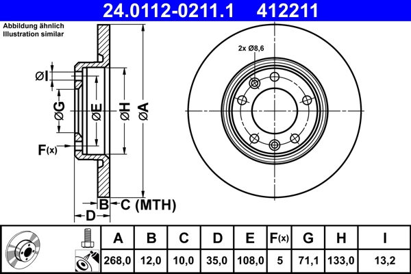 Disque de frein ATE 24.0112-0211.1