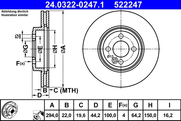 Disque de frein ATE 24.0322-0247.1