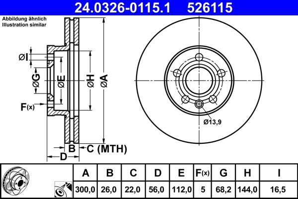 Disque de frein ATE 24.0326-0115.1