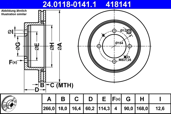 Disque de frein ATE 24.0118-0141.1