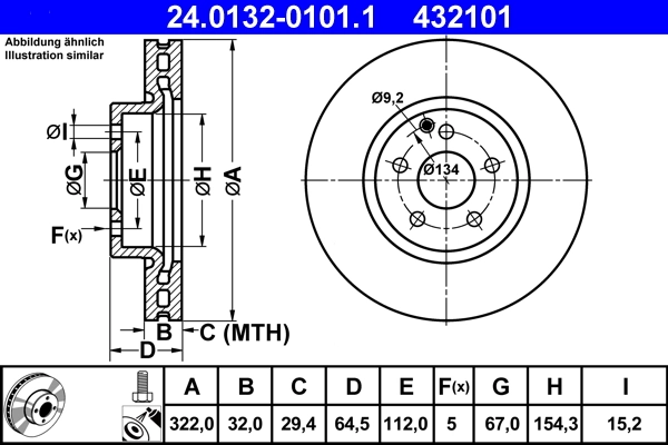 Disque de frein ATE 24.0132-0101.1