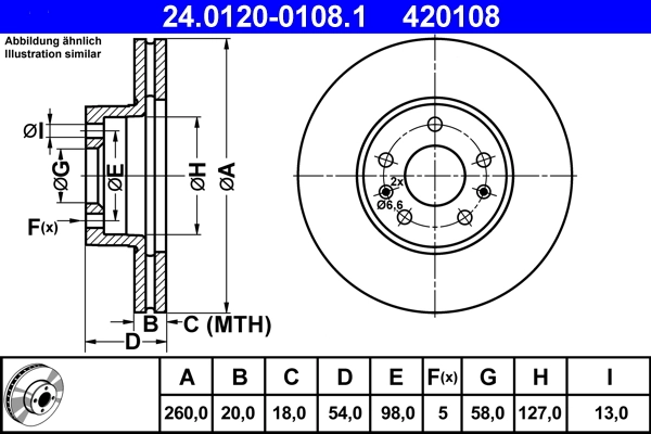 Disque de frein ATE 24.0120-0108.1
