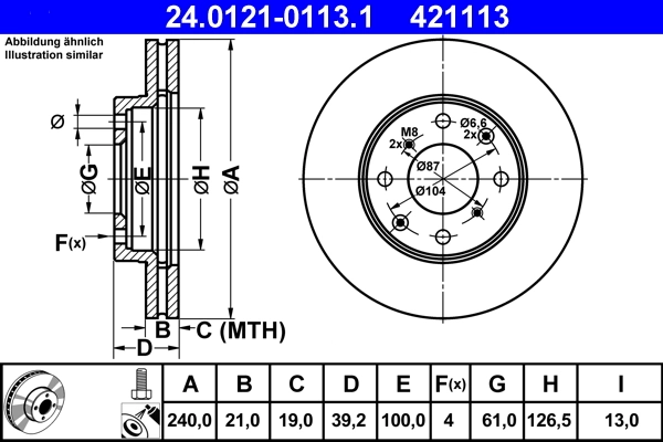 Disque de frein ATE 24.0121-0113.1