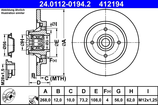 Disque de frein ATE 24.0112-0194.2