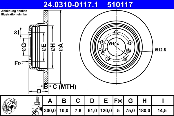 Disque de frein ATE 24.0310-0117.1