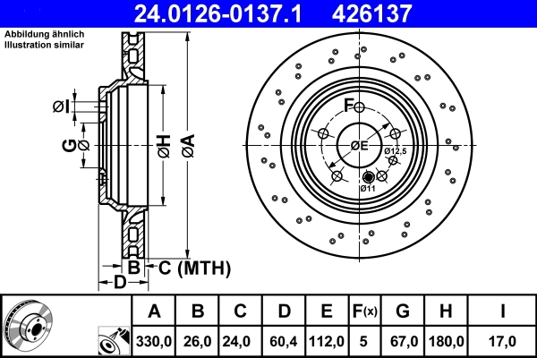 Disque de frein ATE 24.0126-0137.1