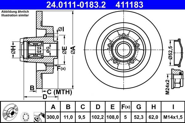 Disque de frein ATE 24.0111-0183.2