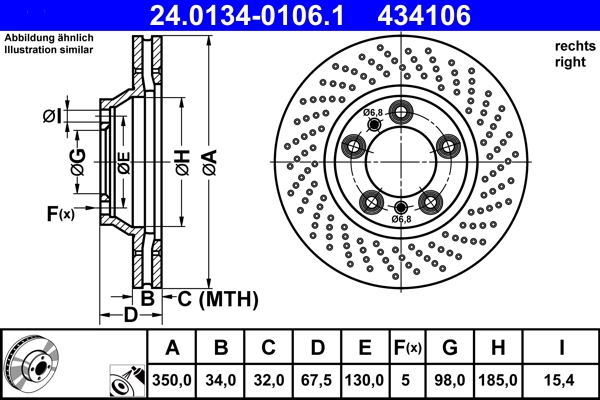 Disque de frein ATE 24.0134-0106.1