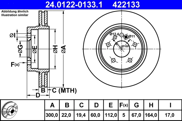 Disque de frein ATE 24.0122-0133.1