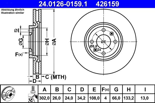 Disque de frein ATE 24.0126-0159.1