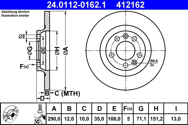 Disque de frein ATE 24.0112-0162.1