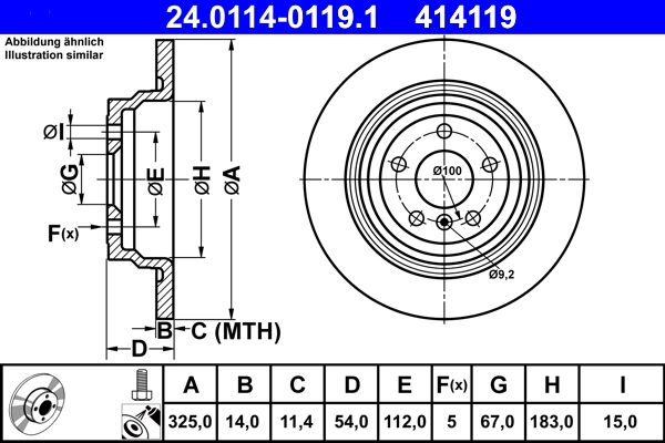 Disque de frein ATE 24.0114-0119.1