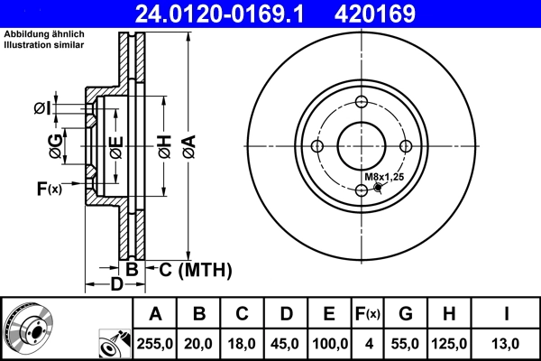 Disque de frein ATE 24.0120-0169.1