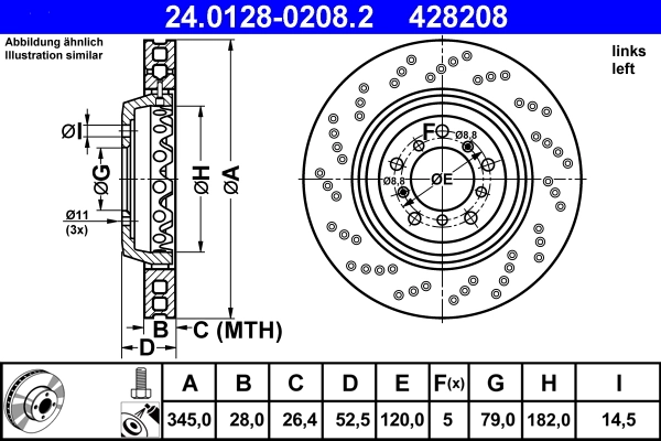 Disque de frein ATE 24.0128-0208.2