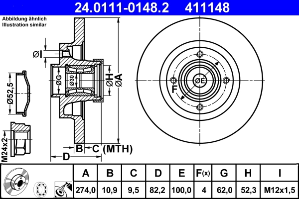 Disque de frein ATE 24.0111-0148.2