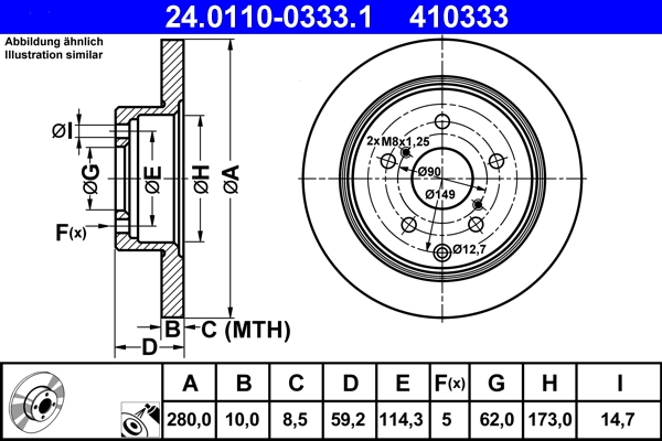 Disque de frein ATE 24.0110-0333.1