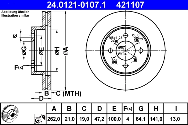 Disque de frein ATE 24.0121-0107.1