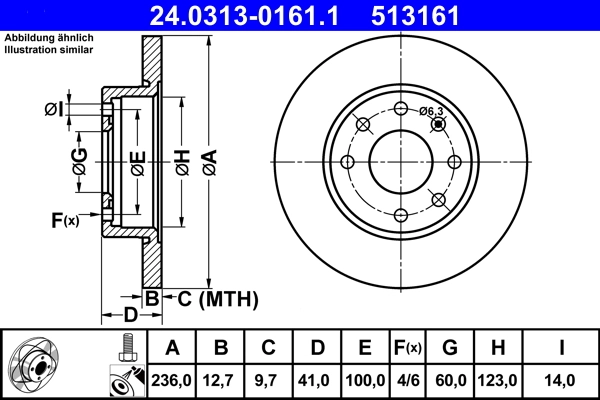 Disque de frein ATE 24.0313-0161.1
