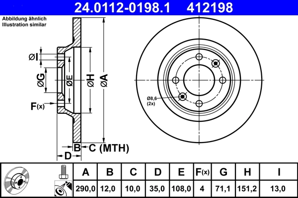 Disque de frein ATE 24.0112-0198.1