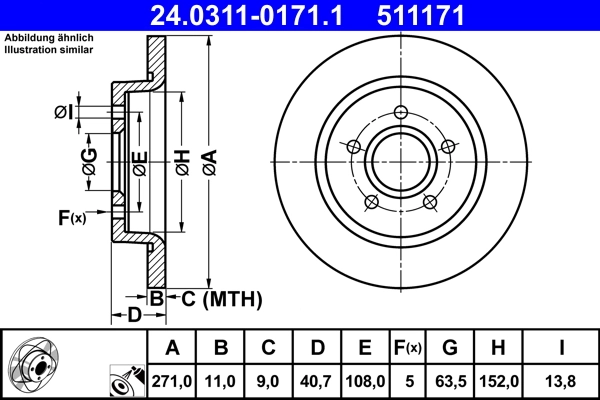 Disque de frein ATE 24.0311-0171.1