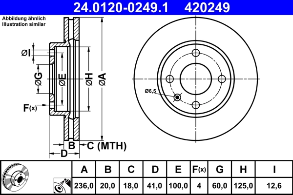 Disque de frein ATE 24.0120-0249.1