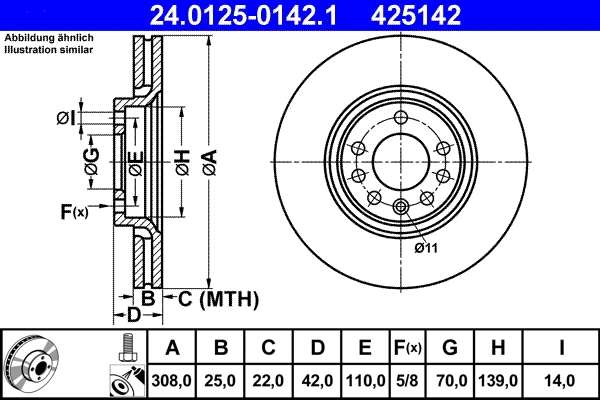 Disque de frein ATE 24.0125-0142.1