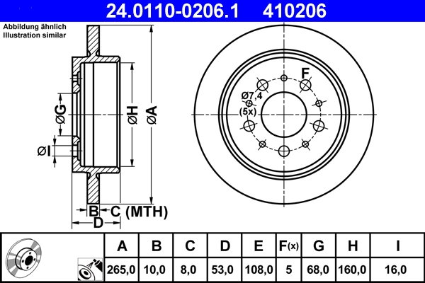 Disque de frein ATE 24.0110-0206.1