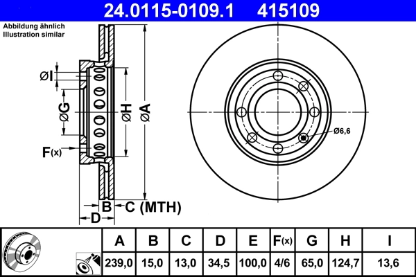Disque de frein ATE 24.0115-0109.1